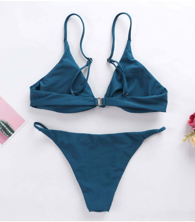 Coquette Aesthetic Ladder Cut Cami Ruched Bikini - Y2K Fashion Grunge Style Cute Tops & Cargo Skirt