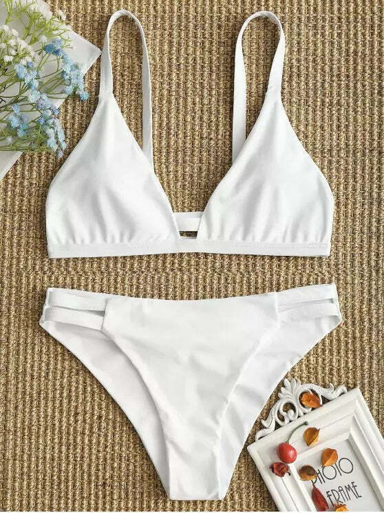 Coquette Aesthetic Ladder Cut Cami Ruched Bikini - Y2K Fashion Swimwear