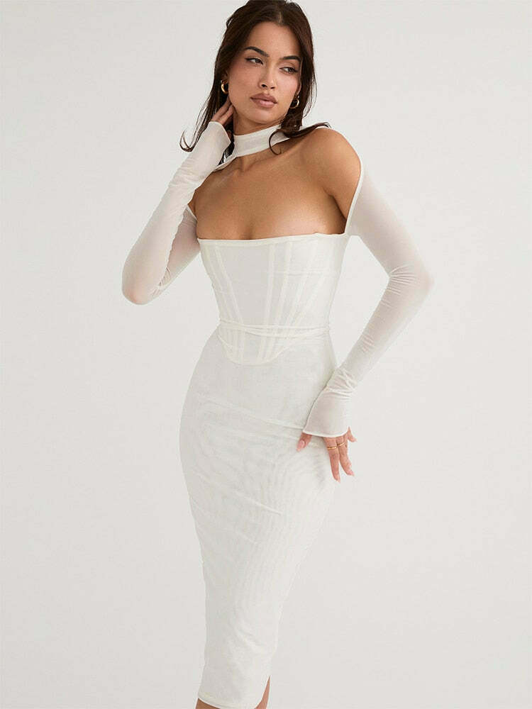 Coquette Aesthetic Laura Bodycon Midi Dress - Y2K Fashion Statement for Women