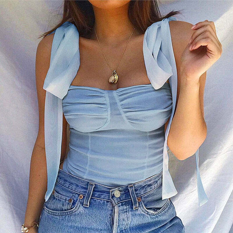 Coquette Aesthetic Laurel Bandage Bodycon Top - Y2K Fashion Statement Piece