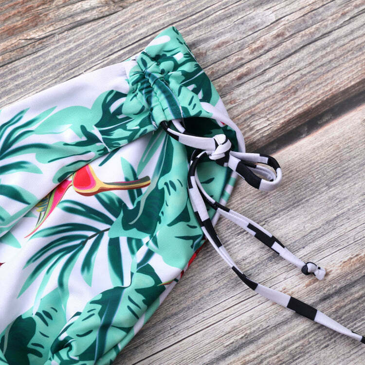 Coquette Aesthetic Leaf Cutout Tie Front Bikini Set - Y2K Fashion Swimwear