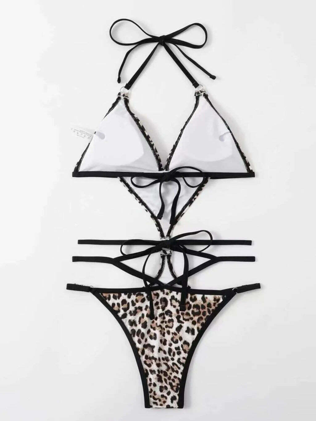 Coquette Aesthetic Leopard Print Drawstring Bikini - Y2K Fashion Swimwear