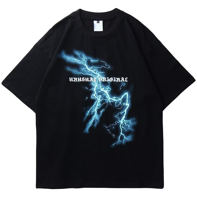 Coquette Aesthetic Lightning Tee: Y2K Fashion with Grunge Style & Pastel Goth Vibes