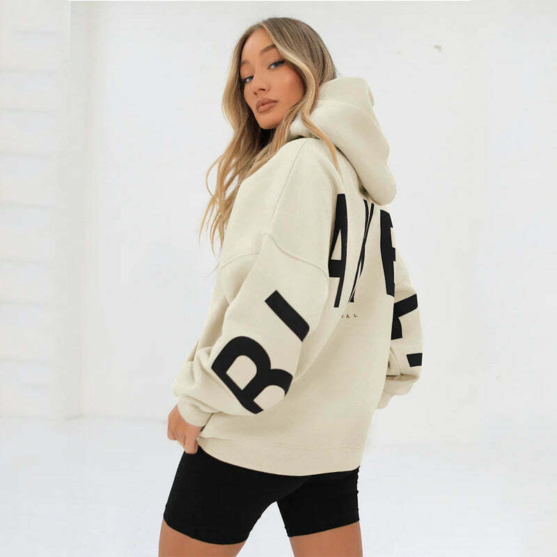 Coquette Aesthetic Loose Fit Hoodie with Big Thick Letters - Y2K Fashion Statement