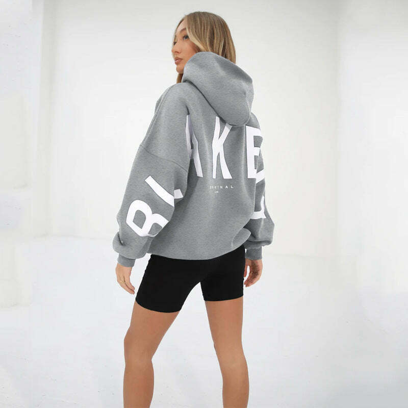 Coquette Aesthetic Loose Fit Hoodie with Big Thick Letters - Y2K Fashion Statement