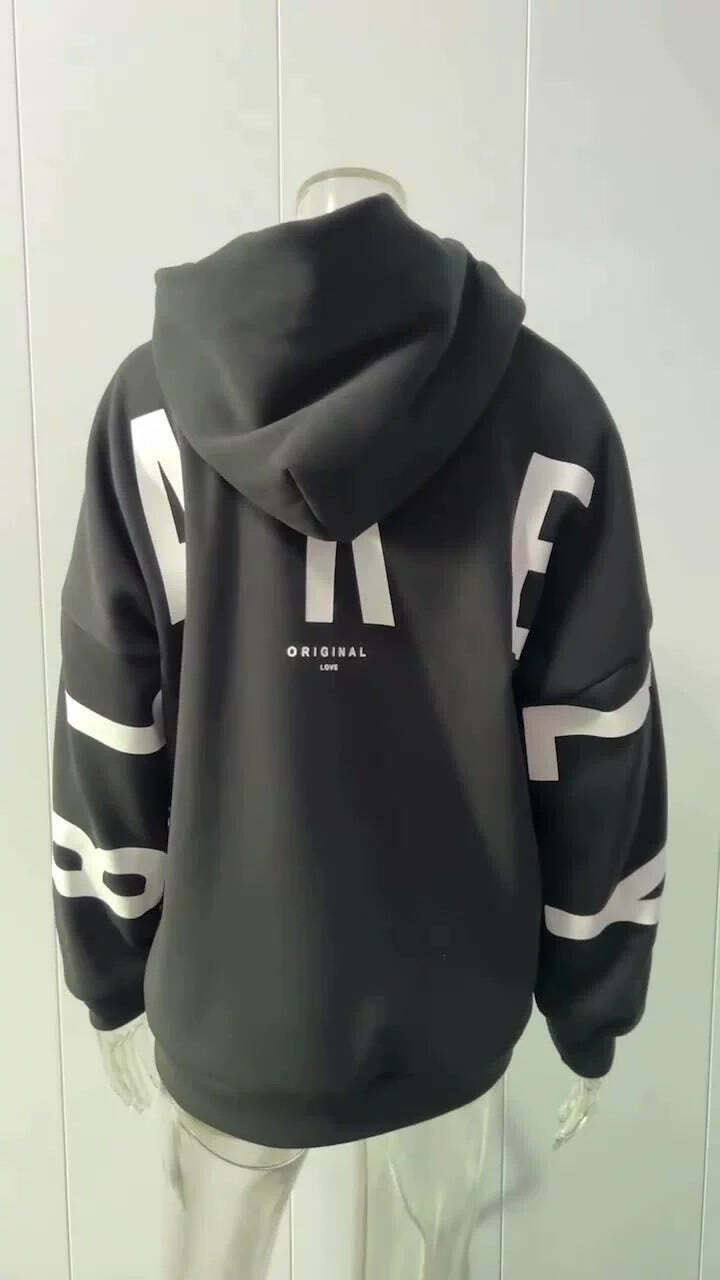 Coquette Aesthetic Loose Fit Hoodie with Big Thick Letters - Y2K Fashion Statement
