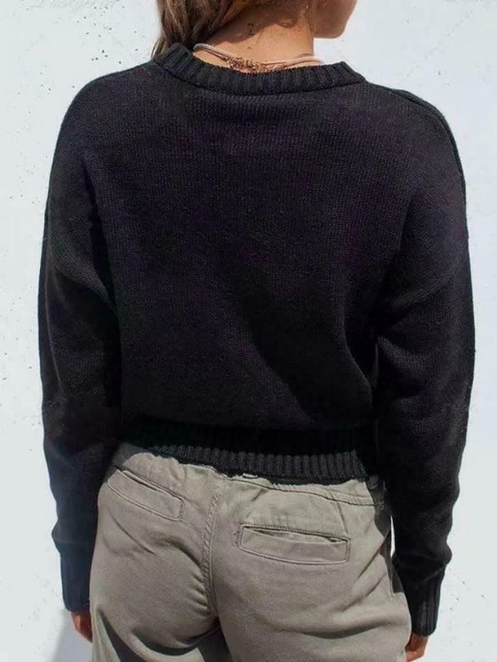 Coquette Aesthetic Love Me Black Pullover Sweater - Y2K Fashion Grunge Style Cute Tops