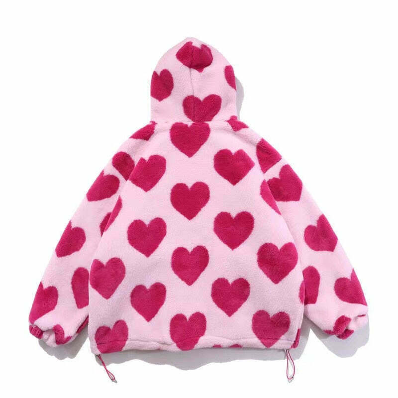 Coquette Aesthetic Love Struck Fur Jacket - Y2K Fashion Women's Clothing