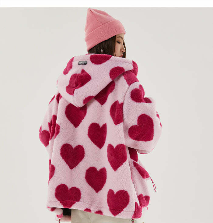 Coquette Aesthetic Love Struck Fur Jacket - Y2K Fashion Women's Clothing