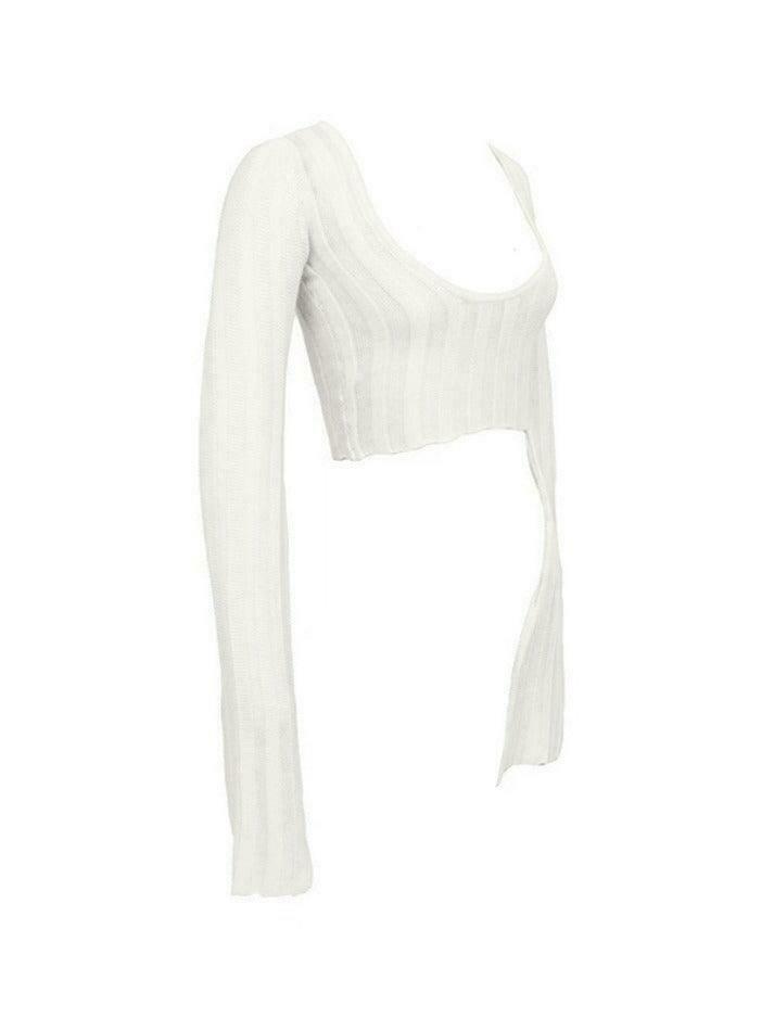 Coquette Aesthetic Low Neck Flare Long Sleeve Tee - Y2K Fashion Women's Top