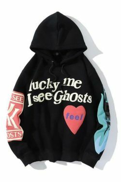 Coquette Aesthetic Lucky Me I See Ghosts Hoodie - Y2K Fashion Statement