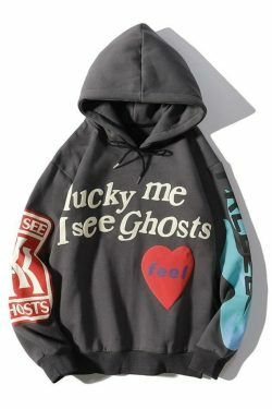 Coquette Aesthetic Lucky Me I See Ghosts Hoodie - Y2K Fashion Statement