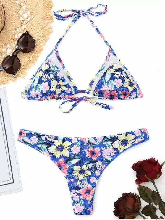 Coquette Aesthetic Mesh Floral Bralette Bikini - Y2K Fashion Cute Tops & Pastel Goth Style