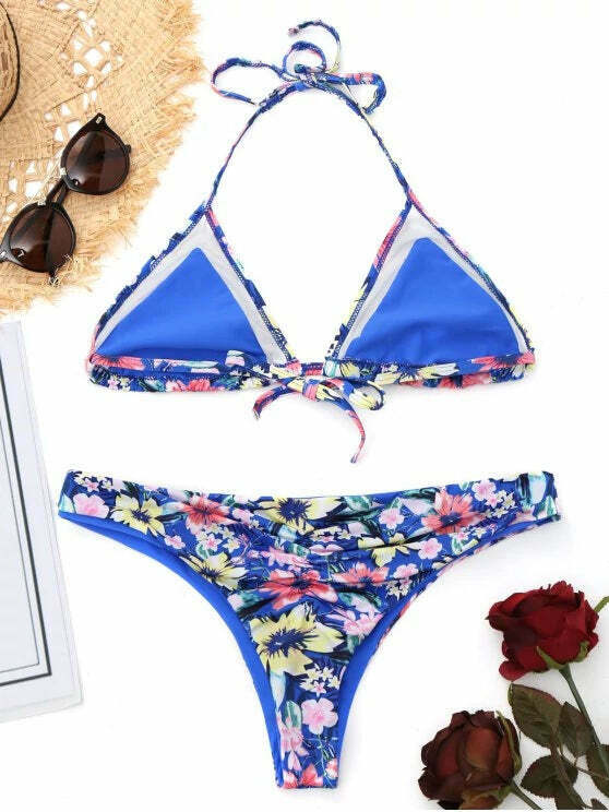 Coquette Aesthetic Mesh Floral Bralette Bikini - Y2K Fashion Cute Tops & Pastel Goth Style