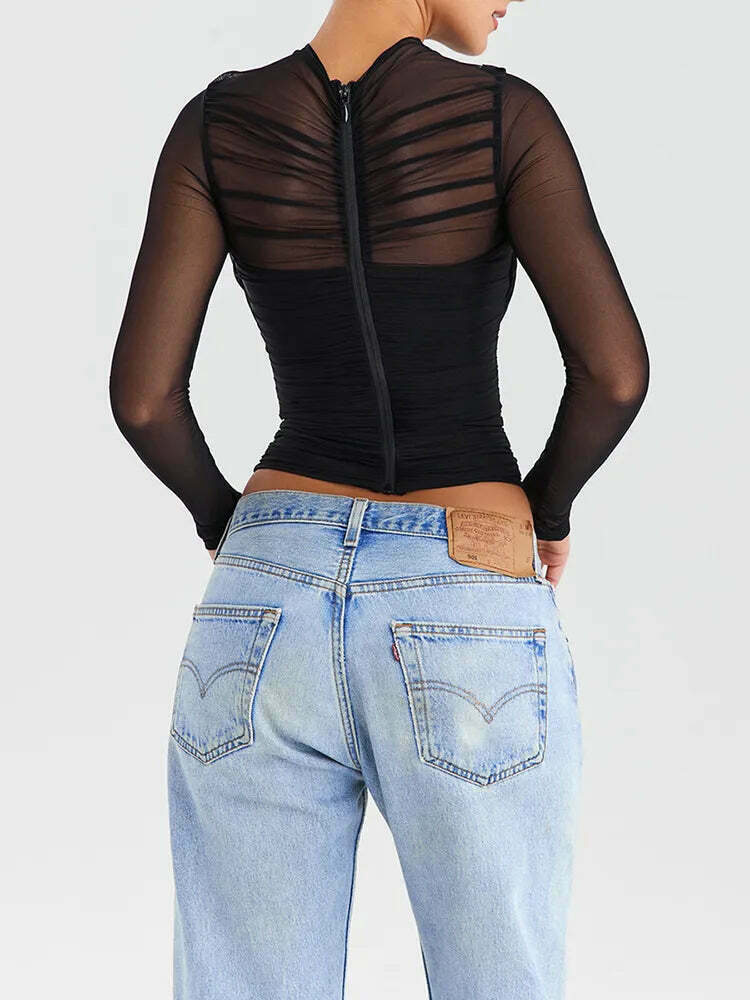 Coquette Aesthetic Mesh Tee: Y2K Fashion with a Touch of Grunge and Pastel Goth Vibes