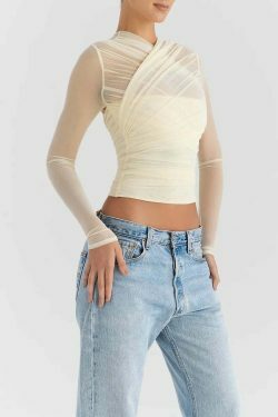 Coquette Aesthetic Mesh Tee: Y2K Fashion with a Touch of Grunge and Pastel Goth Vibes