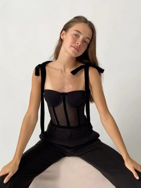 Coquette Aesthetic Meshed Beauty Lace-Up Top - Y2K Fashion with a Tempting Twist