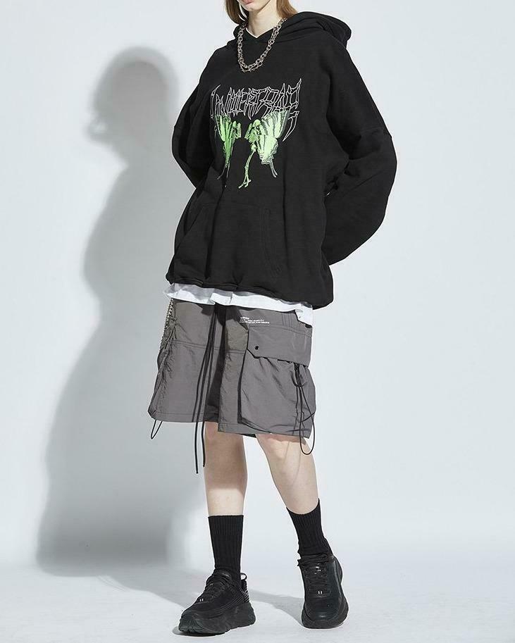 Coquette Aesthetic Metal Print Hoodie - Y2K Fashion Grunge Style Cute Tops Pastel Goth