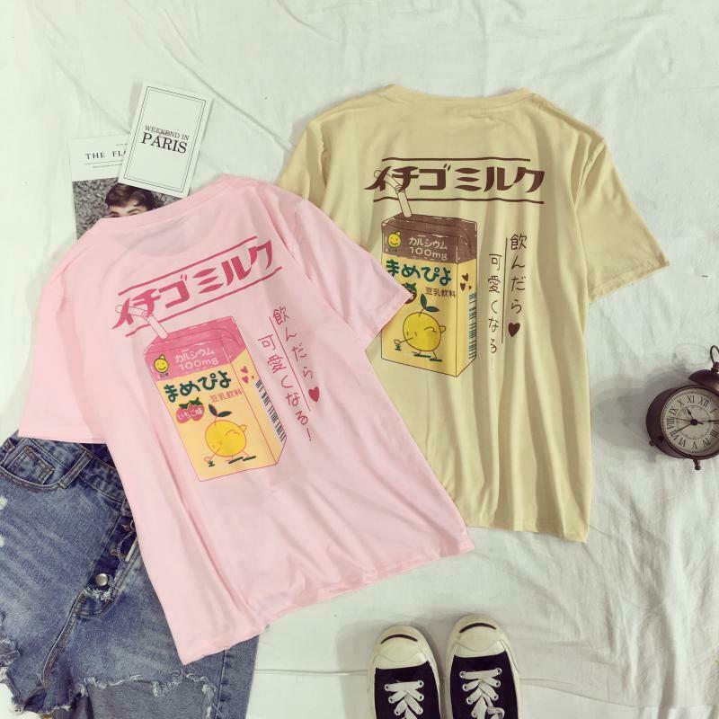 Coquette Aesthetic Milk Box Graphic Tee - Y2K Fashion Women's Clothing