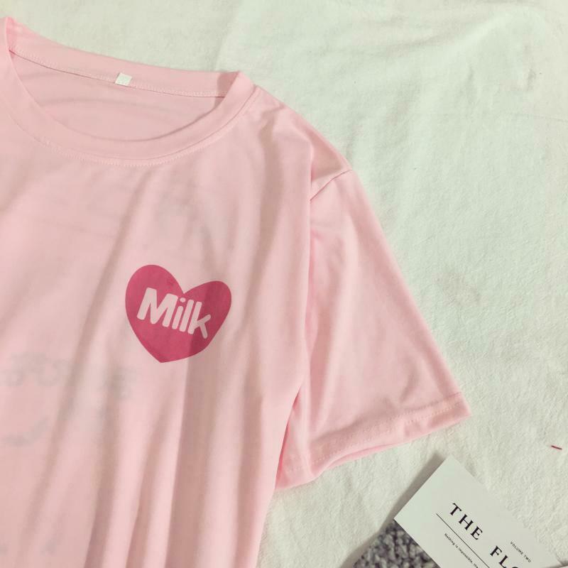 Coquette Aesthetic Milk Box Graphic Tee - Y2K Fashion Women's Clothing