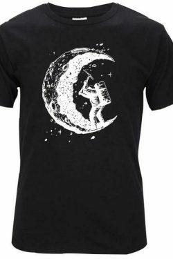 Coquette Aesthetic Moon Graphic Tee - Y2K Fashion Women's Top with Grunge and Pastel Goth Vibes