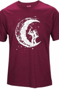 Coquette Aesthetic Moon Graphic Tee - Y2K Fashion Women's Top with Grunge and Pastel Goth Vibes