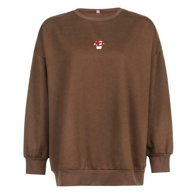 Coquette Aesthetic Mushroom Embroidered Sweater - Y2K Fashion Women's Clothing