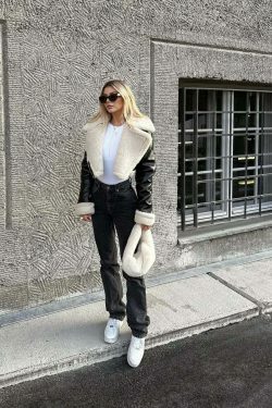 Coquette Aesthetic Nordic Nest Fleece Jacket - Y2K Fashion Grunge Style Cute Tops & Cargo Skirt