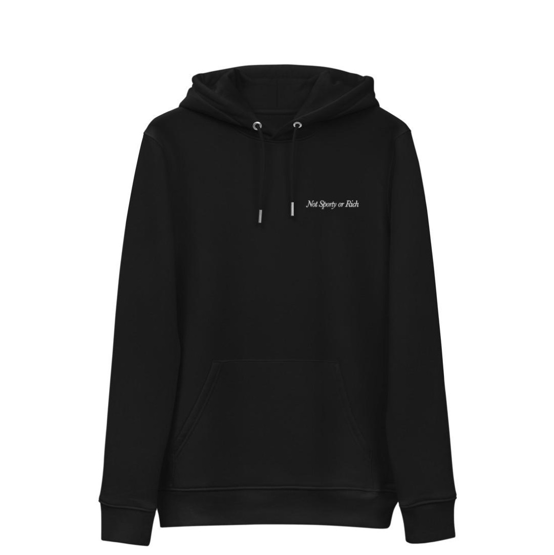 Coquette Aesthetic: Not Sporty or Rich Embroidered Hoodie - Y2K Fashion Statement'