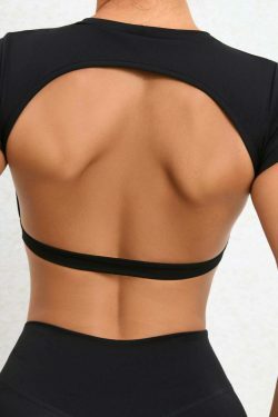 Coquette Aesthetic Nude Yoga Top - Y2K Fashion Grunge Style - Padded Bra - Cute Workout Wear