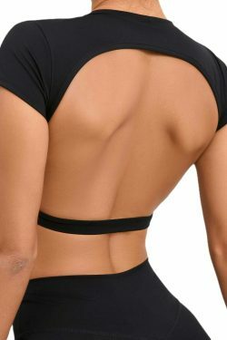 Coquette Aesthetic Nude Yoga Top - Y2K Fashion Grunge Style - Padded Bra - Cute Workout Wear