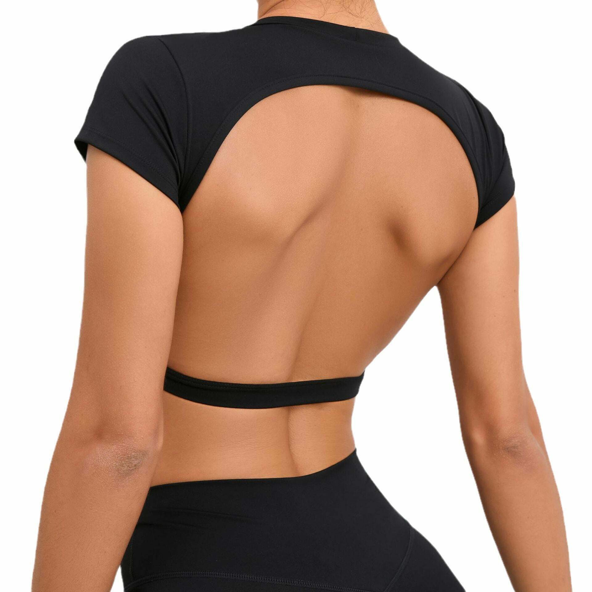 Coquette Aesthetic Nude Yoga Top - Y2K Fashion Grunge Style - Padded Bra - Cute Workout Wear