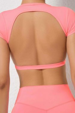 Coquette Aesthetic Nude Yoga Top - Y2K Fashion Grunge Style - Padded Bra - Cute Workout Wear