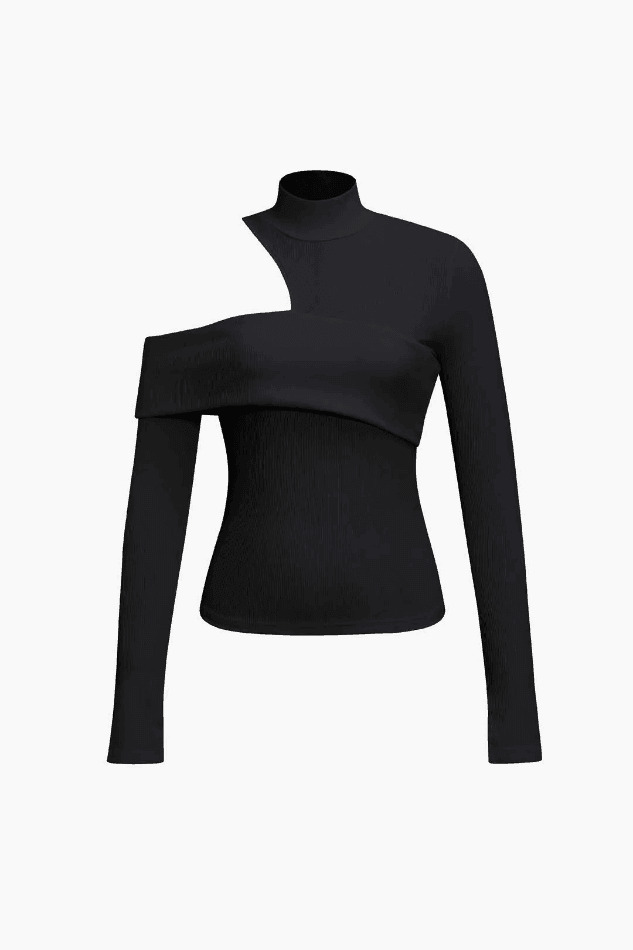 Coquette Aesthetic One Shoulder Top with Mock Neck - Y2K Fashion Statement