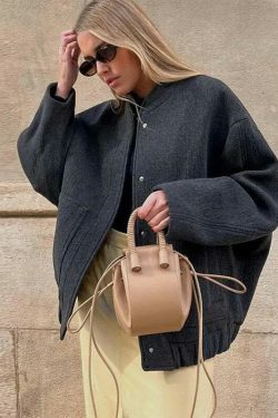 Coquette Aesthetic Oversized Coat for Women - Y2K Fashion Statement Piece with Sleek Design