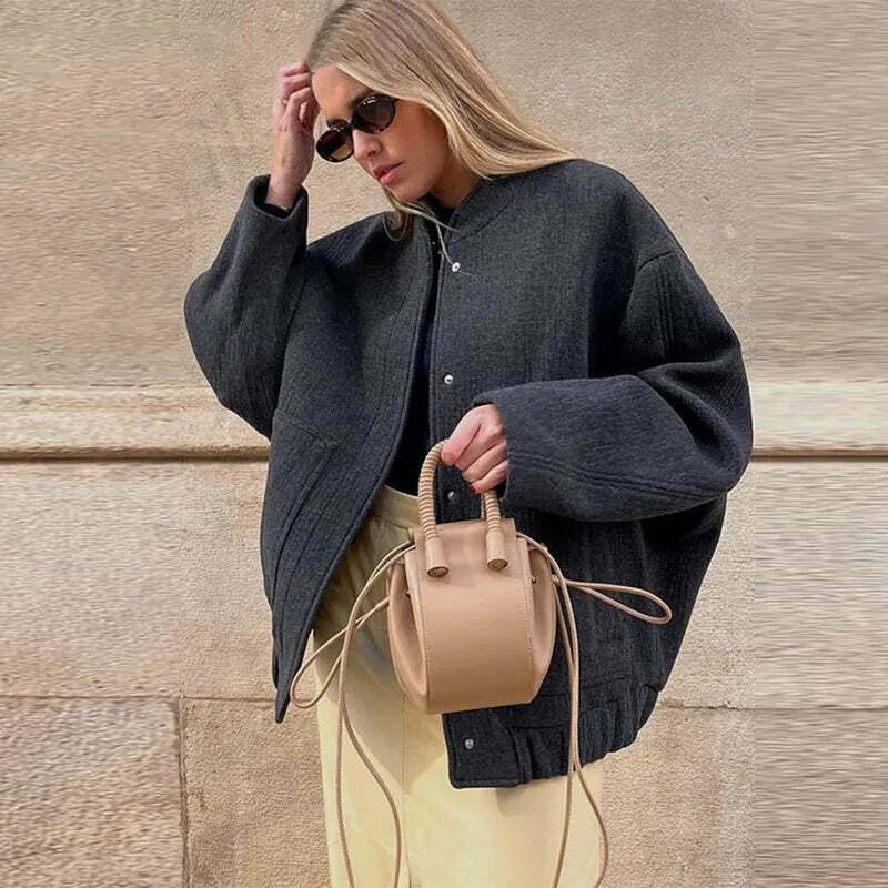 Coquette Aesthetic Oversized Coat for Women - Y2K Fashion Statement Piece with Sleek Design