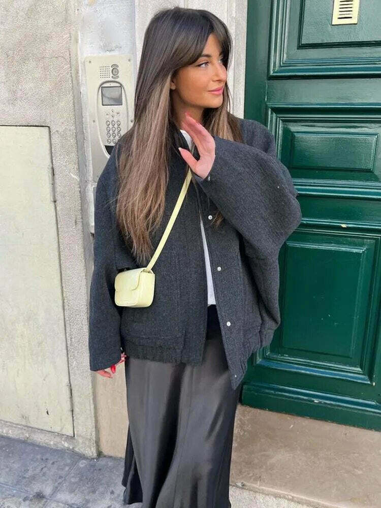 Coquette Aesthetic Oversized Coat for Women - Y2K Fashion Statement Piece with Sleek Design