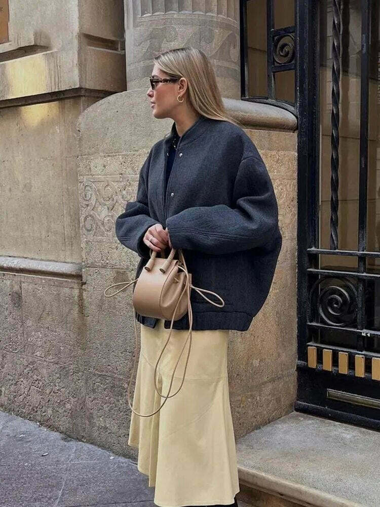 Coquette Aesthetic Oversized Coat for Women - Y2K Fashion Statement Piece with Sleek Design