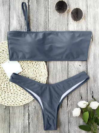 Coquette Aesthetic Padded Bandeau Thong Bikini - Y2K Fashion Swimwear