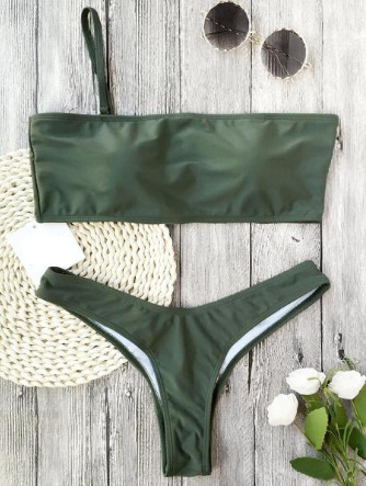 Coquette Aesthetic Padded Bandeau Thong Bikini - Y2K Fashion Swimwear