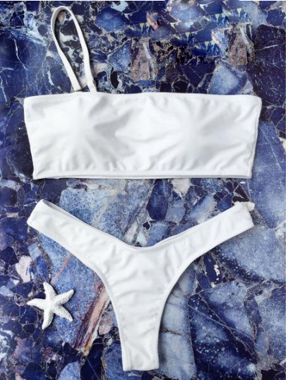 Coquette Aesthetic Padded Bandeau Thong Bikini - Y2K Fashion Swimwear