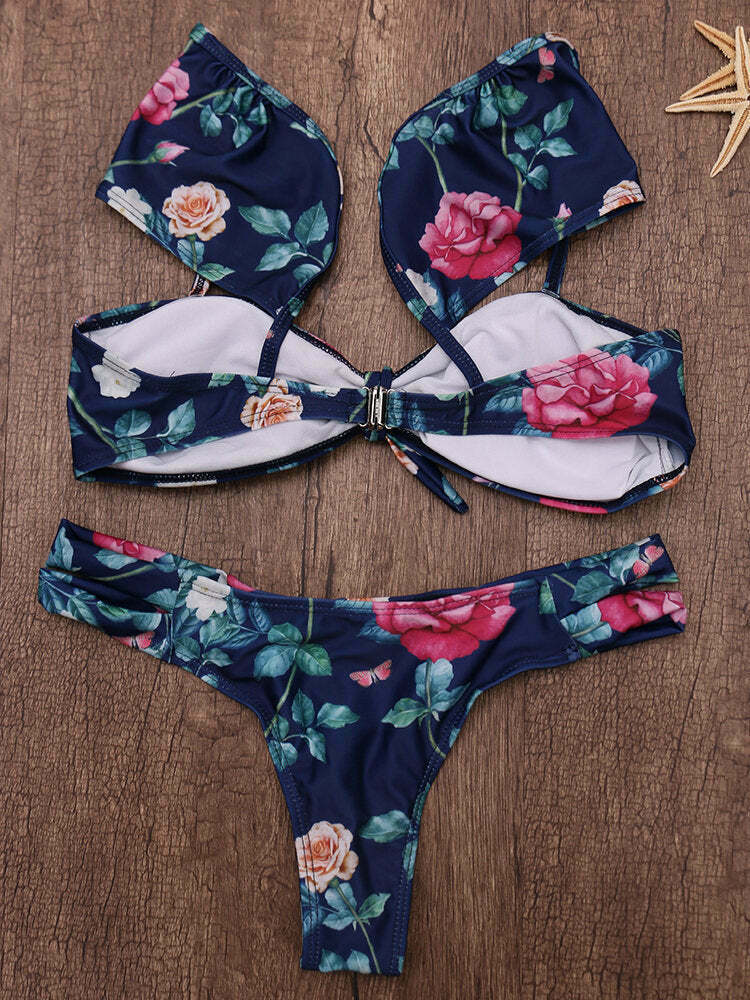Coquette Aesthetic Padded Double-Strap Bikini Set - Y2K Fashion Swimwear