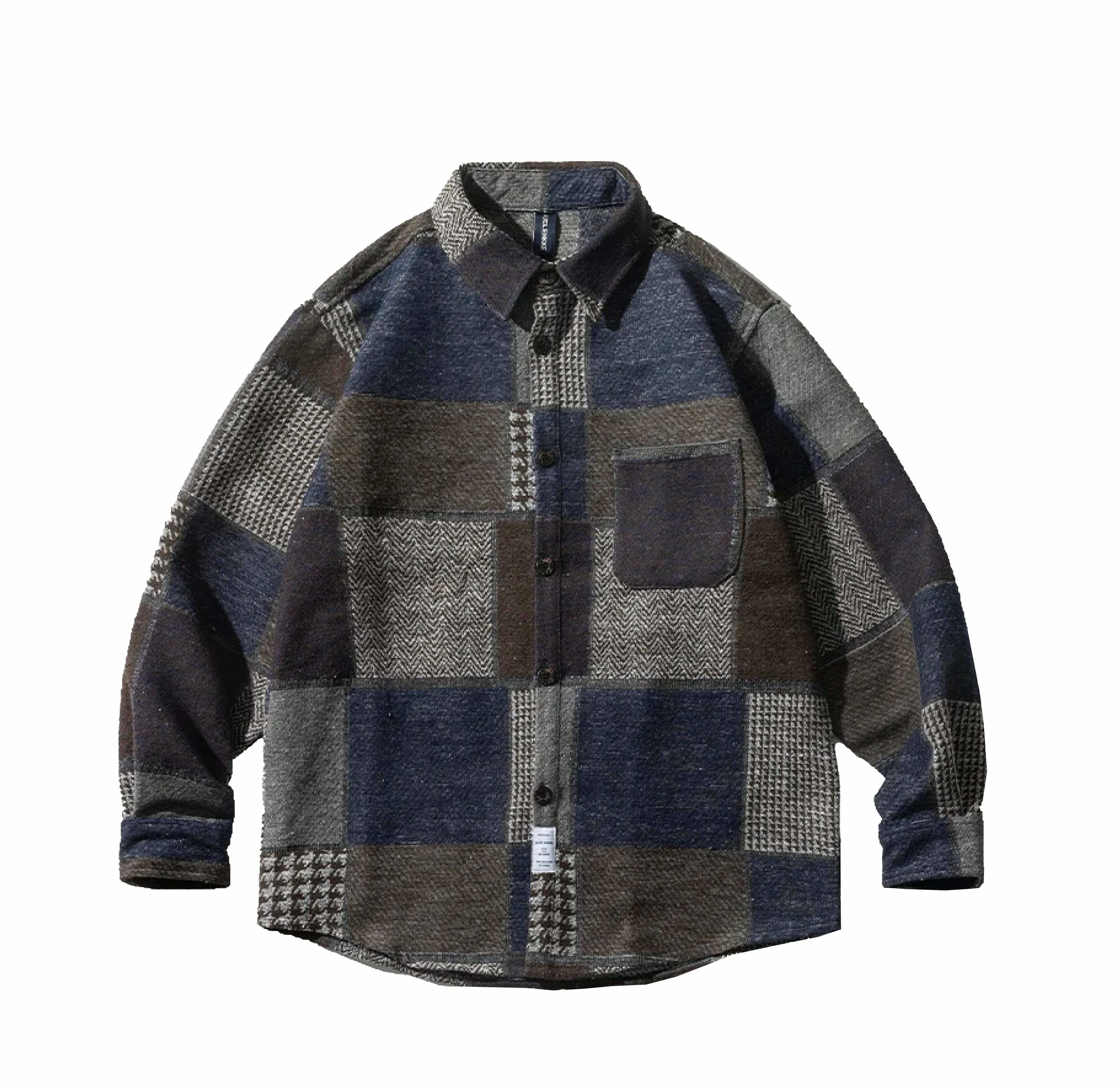 Coquette Aesthetic Patchwork Overshirt: Y2K Fashion with Grunge Style, Cute Tops, Pastel Goth