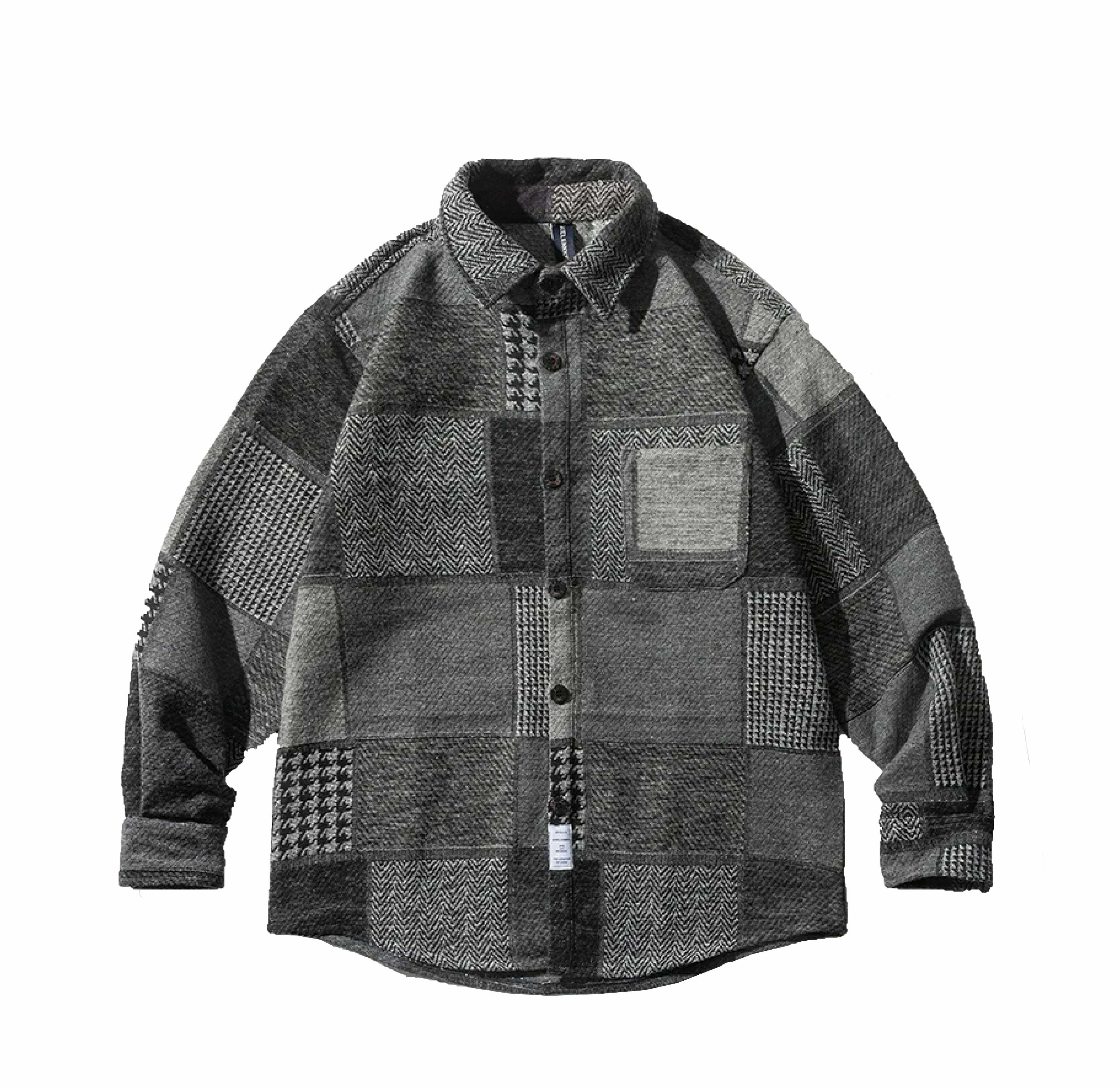 Coquette Aesthetic Patchwork Overshirt: Y2K Fashion with Grunge Style, Cute Tops, Pastel Goth