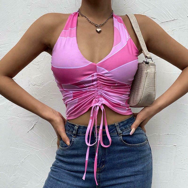 Coquette Aesthetic Pink Top with Y2K Style and Grunge Vibes