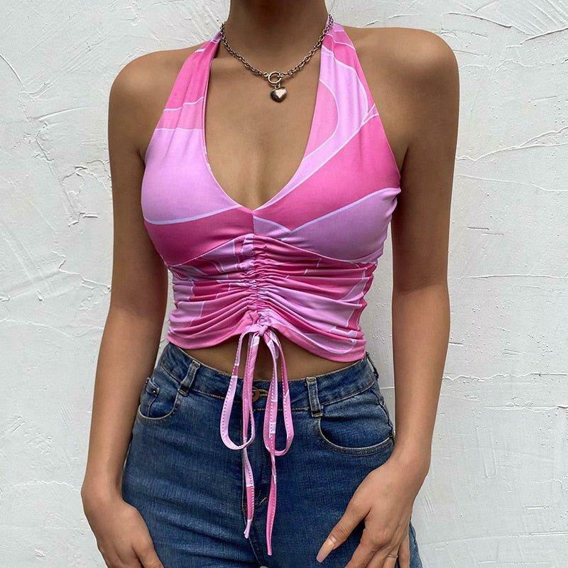 Coquette Aesthetic Pink Top with Y2K Style and Grunge Vibes