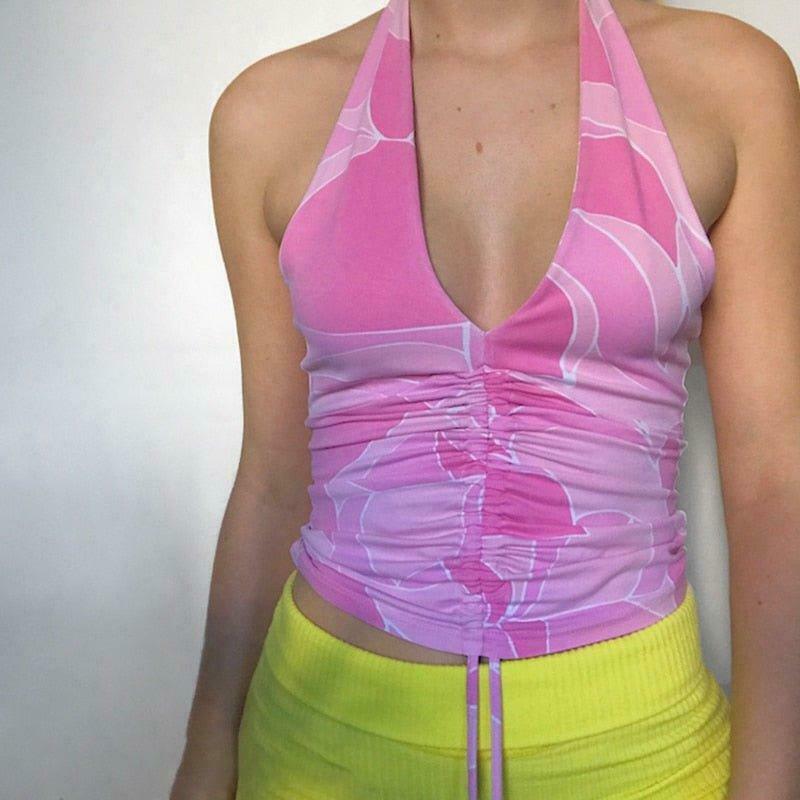 Coquette Aesthetic Pink Top with Y2K Style and Grunge Vibes