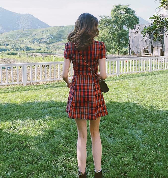 Coquette Aesthetic Plaid Dress - Y2K Fashion Outfit with Grunge Style and Pastel Goth Vibes