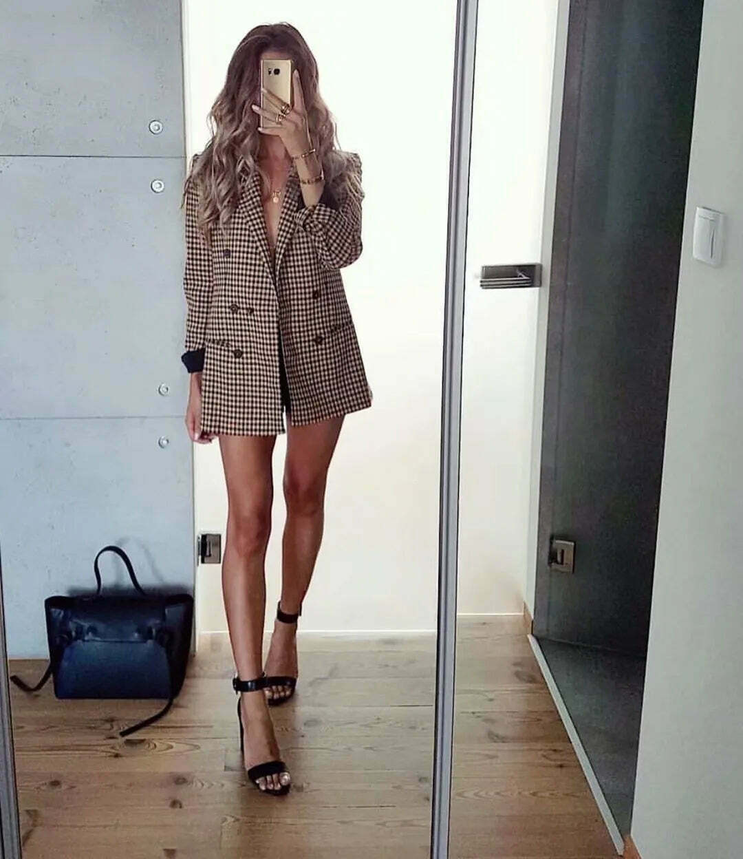 Coquette Aesthetic Plaid Harmony Coat - Y2K Fashion Grunge Style Cute Tops & Cargo Skirt