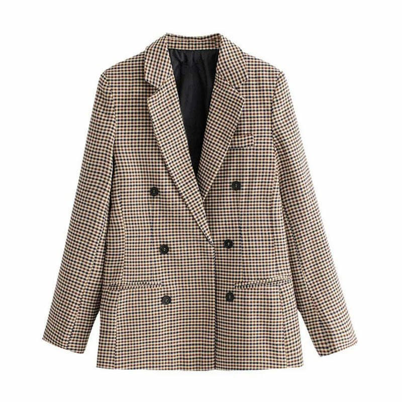 Coquette Aesthetic Plaid Harmony Coat - Y2K Fashion Grunge Style Cute Tops & Cargo Skirt